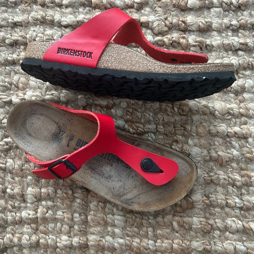 Birkenstock Gizeh Birko-Flor Red Thong Sandals Size 37 Women’s 7 Narrow EUC
